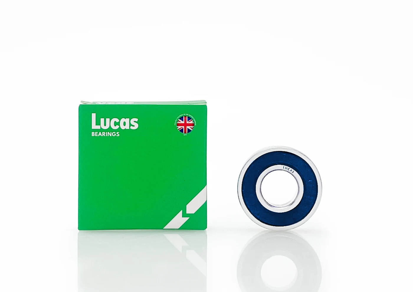 Lucas Bearings with green packaging