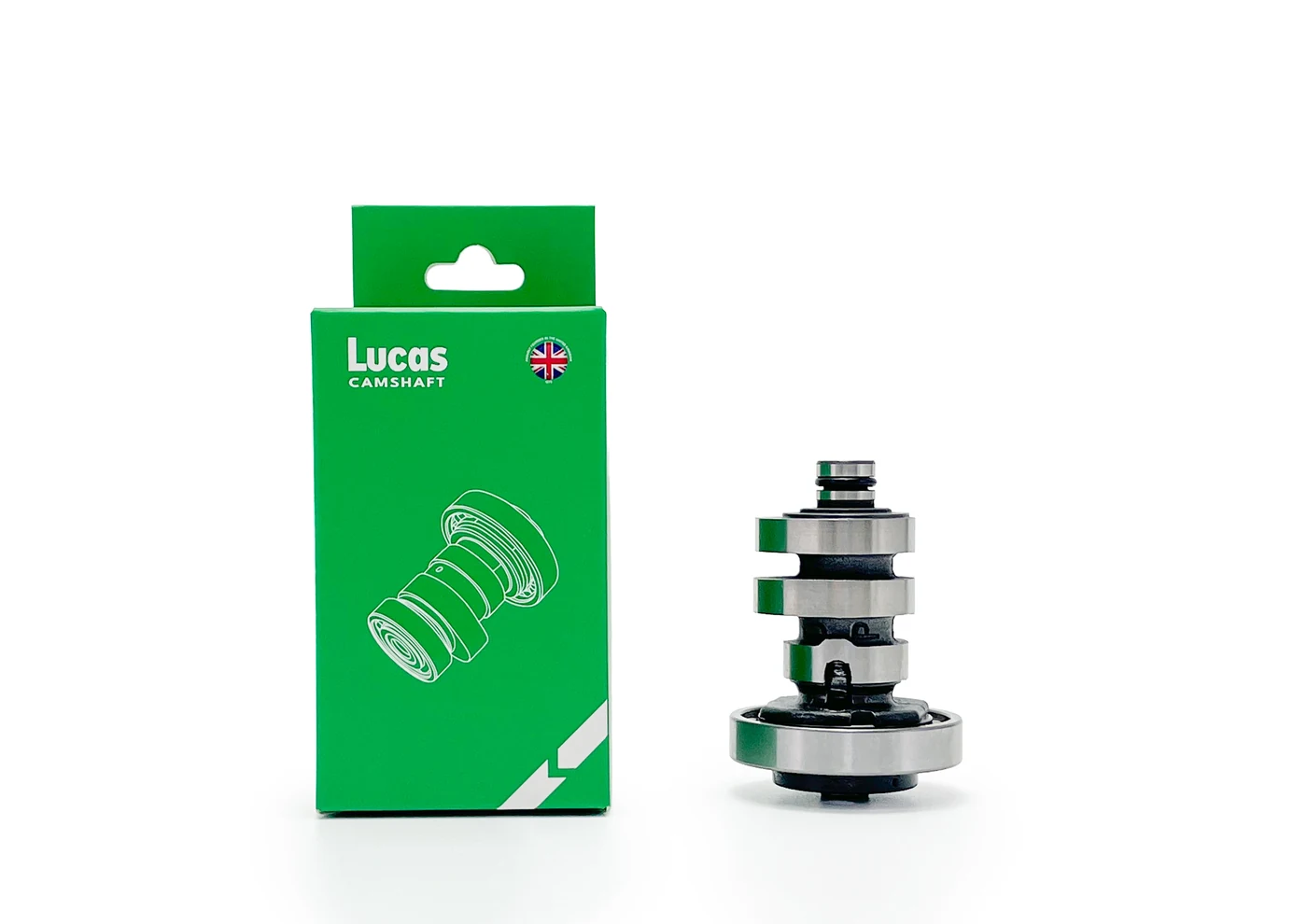 Lucas Camshafts with green packaging
