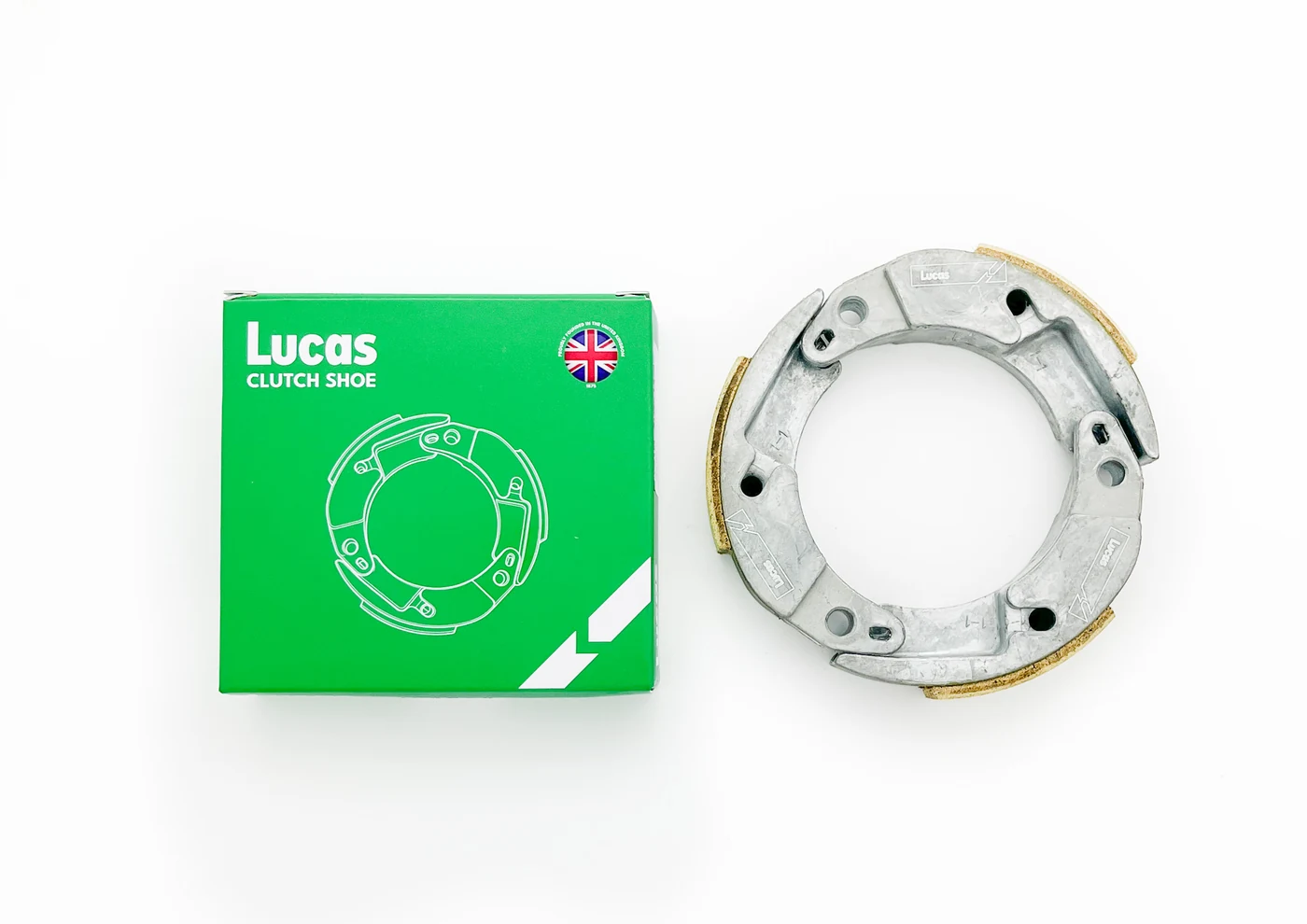 Lucas Clutch Shoe Assemblies with green packaging