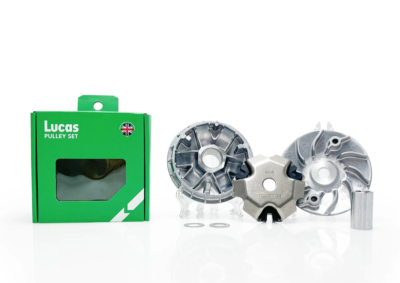 Lucas CVT Pulley Sets with green packaging